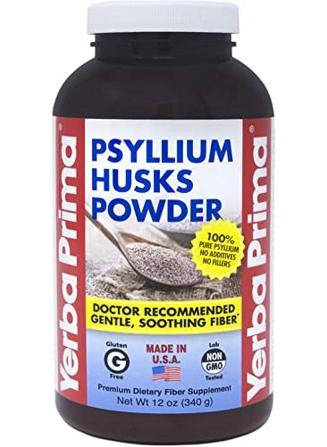 Yerba Prima مسحوق قشور السيليوم 12 أونصة مكمل ألياف طبيعي منظف قولون صحة الأمعاء نباتي غير معدل وراثيًا خالي من الغلوتين تغليف جديد قد يختلف - Image 1