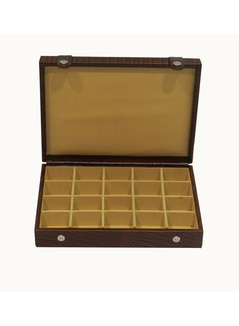 LAVERI LEATHER Laveri Cufflink Storage Display Box with Ring Holder Showcase for Store Display, Jewelry Show & Home ~ Jewelry Tray Organizer  - Image 1