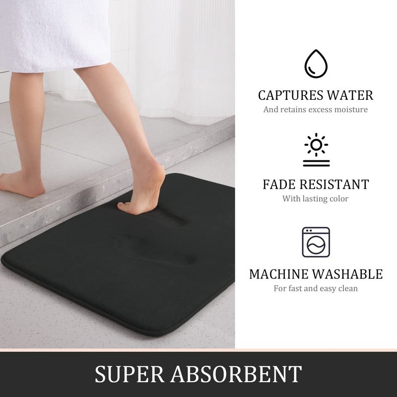 YIHOUSE Bathroom Rug Set 5 Piece, Memory Foam Bath Mat Set, Super Absorbent Bath Mats for Bathroom - Non-Slip Washable Dry Quickly Bath Rugs, Black - Image 3