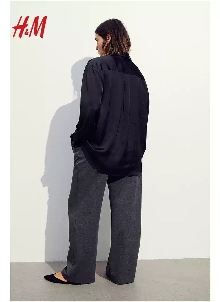 H and M - HM Casual Straight Satin Wide Leg Pants And Trousers - Image 1