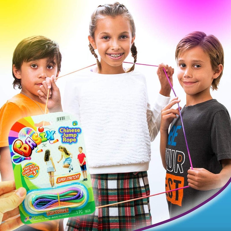 Ja-Ru Chinese Jump Rope Elastic Jumping Rope Game for Kids & Adults I by | Colorful Stretch Skip Rope for Girls and Boys. Party Favor Stocking Stuffer. Plus 1 Sticker | Item #733-s - Image 2