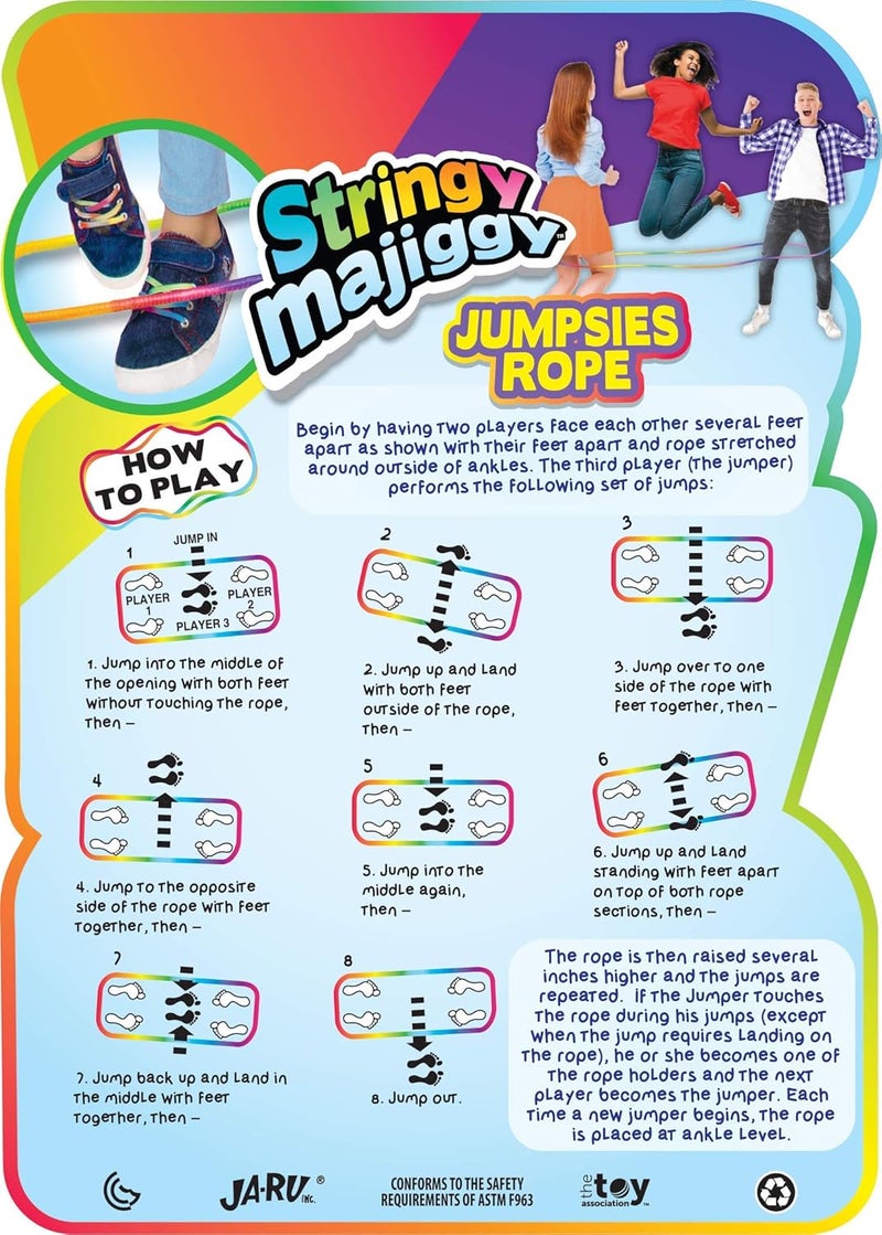 Ja-Ru Chinese Jump Rope Elastic Jumping Rope Game for Kids & Adults I by | Colorful Stretch Skip Rope for Girls and Boys. Party Favor Stocking Stuffer. Plus 1 Sticker | Item #733-s - Image 4
