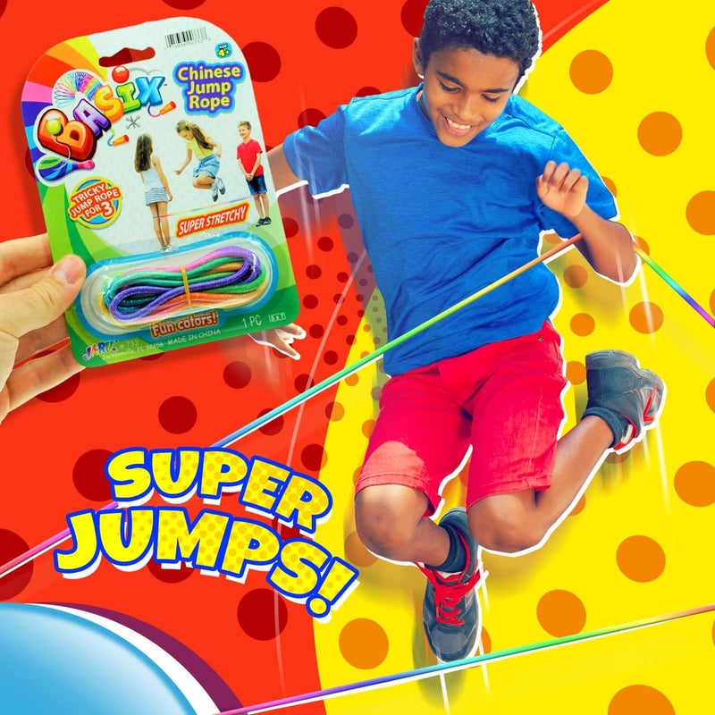 Ja-Ru Chinese Jump Rope Elastic Jumping Rope Game for Kids & Adults I by | Colorful Stretch Skip Rope for Girls and Boys. Party Favor Stocking Stuffer. Plus 1 Sticker | Item #733-s - Image 3