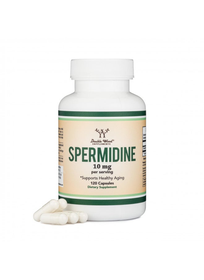 Double Wood Supplements - Spermidine Supplement (10mg of 99% Spermidine 3HCL - Third Party Tested) 120 Capsules - Over 100x More Potent Than Wheat Germ Extract for Cell Membrane, Telomere Health and Aging by Double Wood - Image 1