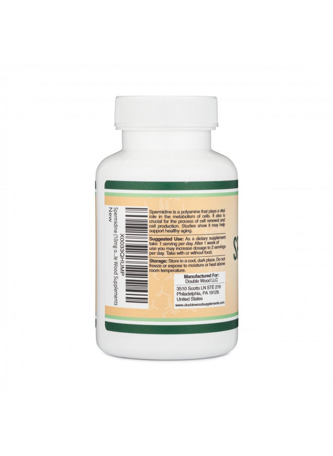 Double Wood Supplements - Spermidine Supplement (10mg of 99% Spermidine 3HCL - Third Party Tested) 120 Capsules - Over 100x More Potent Than Wheat Germ Extract for Cell Membrane, Telomere Health and Aging by Double Wood - Image 1