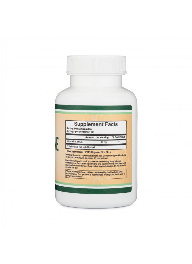 Double Wood Supplements - Spermidine Supplement (10mg of 99% Spermidine 3HCL - Third Party Tested) 120 Capsules - Over 100x More Potent Than Wheat Germ Extract for Cell Membrane, Telomere Health and Aging by Double Wood - Image 1