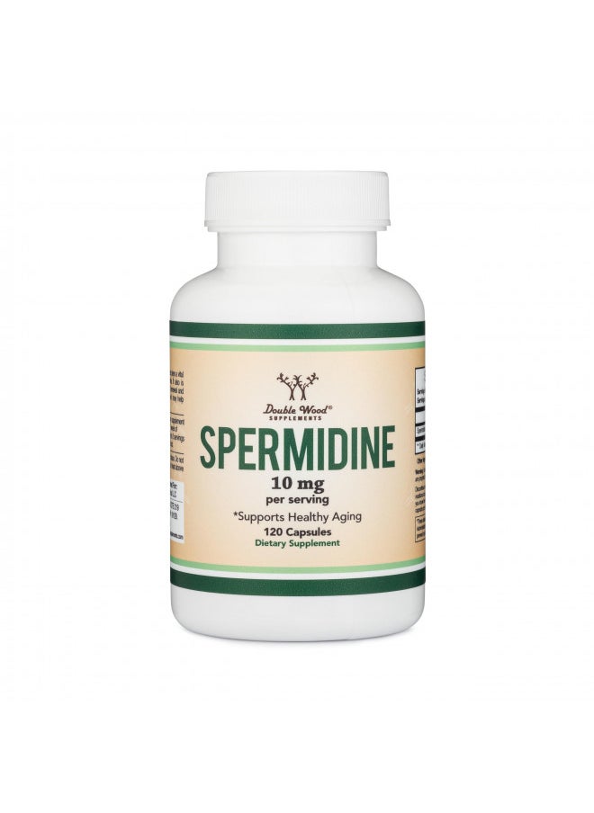 Double Wood Supplements - Spermidine Supplement (10mg of 99% Spermidine 3HCL - Third Party Tested) 120 Capsules - Over 100x More Potent Than Wheat Germ Extract for Cell Membrane, Telomere Health and Aging by Double Wood - Image 1