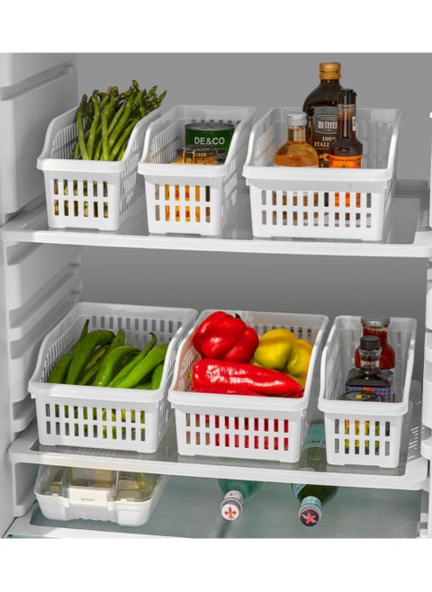 Reorganize Your Refrigerator Space with White Rectangular Step Organizer - Perfect Tray for Fresh Fruits and Veggies!