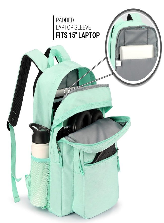 ZORFIN 26L Backpack for College, and Travel: Water Resistant Bookbag, Mint, 16.5 Inch - Image 4