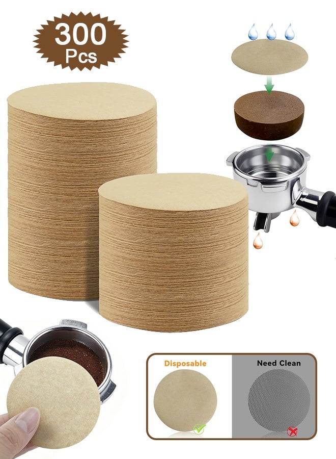 GD 300 Pcs Round Coffee Puck Paper Filters Disposable Espresso Puck Screen Paper - Espresso Portafilter Coffee Filter Sheets for Home Cafe Espresso Machine Improve Coffee Extraction - Image 1