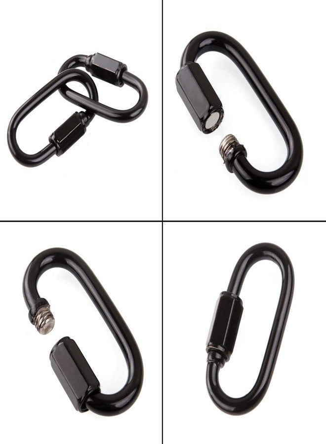 STARVAST 6 Pcs M4 Black Carabiner Chain Quick Links Connector 4mm Thickness Oval Stainless Steel Locking Carabiner Screw Lock Clip by STARVAST for Swing Play Set and Outdoor Equipment - Image 4