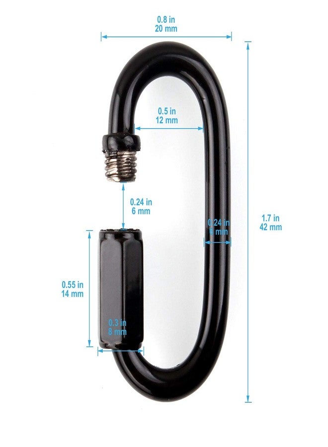 STARVAST 6 Pcs M4 Black Carabiner Chain Quick Links Connector 4mm Thickness Oval Stainless Steel Locking Carabiner Screw Lock Clip by STARVAST for Swing Play Set and Outdoor Equipment - Image 2