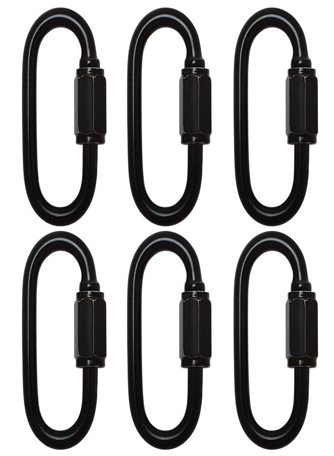 STARVAST 6 Pcs M4 Black Carabiner Chain Quick Links Connector 4mm Thickness Oval Stainless Steel Locking Carabiner Screw Lock Clip by STARVAST for Swing Play Set and Outdoor Equipment - Image 1
