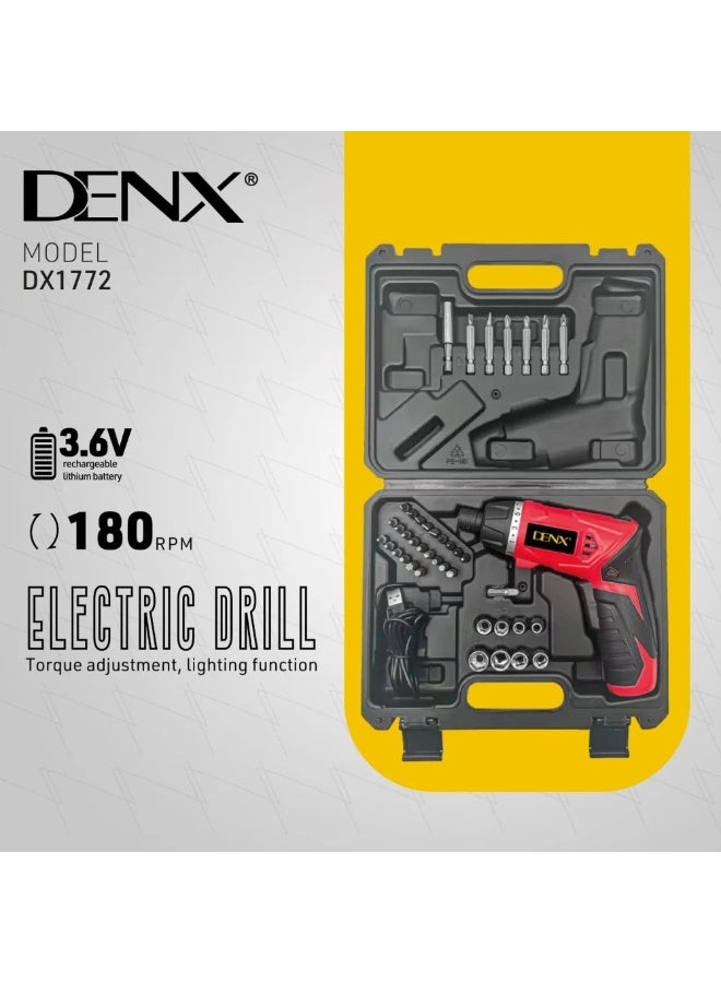 Denx Dinex DX1772, a smart electronic wireless drill for disassembly and assembly, equipped with a built-in flashlight, in all sizes and shapes, at a speed of 180 RPM. - Image 4