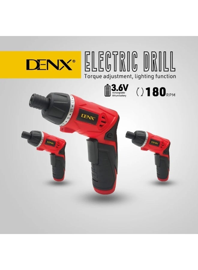 دينكس DX1772، مثقاب إلكتروني لاسلكي ذكي للفك والتركيب، مزود بمصباح يدوي مدمج، بجميع الأحجام والأشكال، بسرعة 180 دورة في الدقيقة. - Image 4