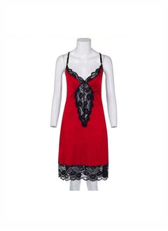 Joychic Spring and Summer Lace Nightwear Slip Mesh Floral Lace Babydoll Plus Size for Women Red 2XL  - Image 1