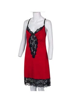 Joychic Spring and Summer Lace Nightwear Slip Mesh Floral Lace Babydoll Plus Size for Women Red 2XL  - Image 3