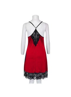 Joychic Spring and Summer Lace Nightwear Slip Mesh Floral Lace Babydoll Plus Size for Women Red 2XL  - Image 2