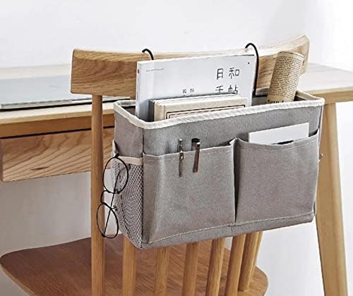 PINZOR PINZOR Bedside Organizer Caddy Hanging Storage Pocket for Books Phone Tablet Remote Bedside Caddy for Dorm Rooms Small Spaces Bunk Beds Nightstand Alternative Grey  - Image 5