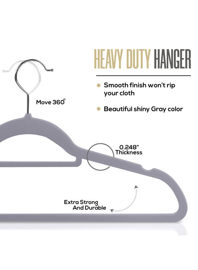 Utopia Home Premium Velvet Hangers - 50 Pack Non-Slip - Grey - Heavy Duty Coat & Clothes Hangers with Tie Bar - Image 4