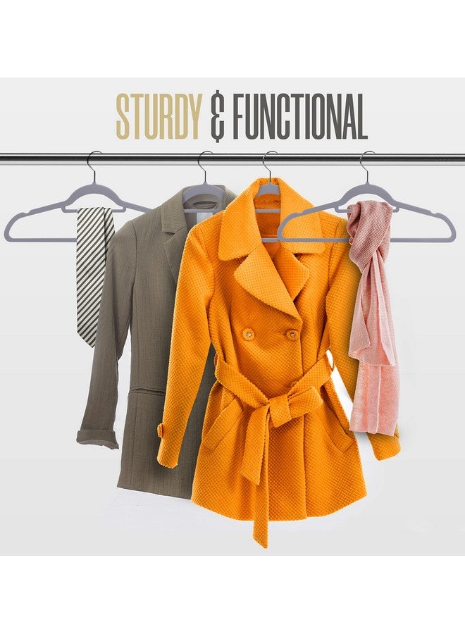 Utopia Home Premium Velvet Hangers - 50 Pack Non-Slip - Grey - Heavy Duty Coat & Clothes Hangers with Tie Bar - Image 3