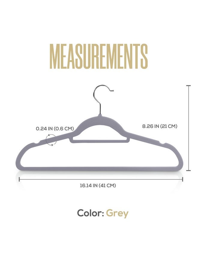 Utopia Home Premium Velvet Hangers - 50 Pack Non-Slip - Grey - Heavy Duty Coat & Clothes Hangers with Tie Bar - Image 2
