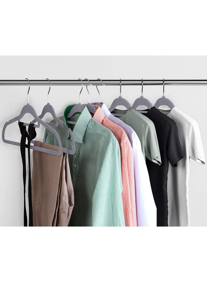 Utopia Home Premium Velvet Hangers - 50 Pack Non-Slip - Grey - Heavy Duty Coat & Clothes Hangers with Tie Bar - Image 5