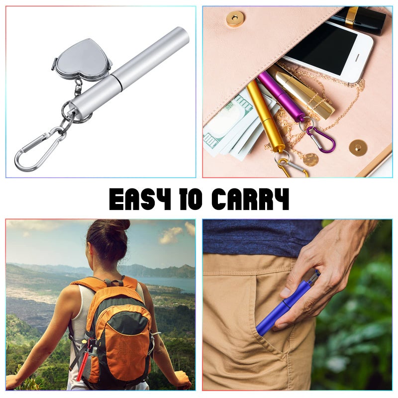 Zubebe 8 Pack Reusable Metal Collapsible Travel Straws Portable Stainless Steel Drinking Foldable Cruise Straw with Silicone Tip, Cleaning Brushes, Keychain for Travel Work Cruise Ship(Stylish Style) - Image 4