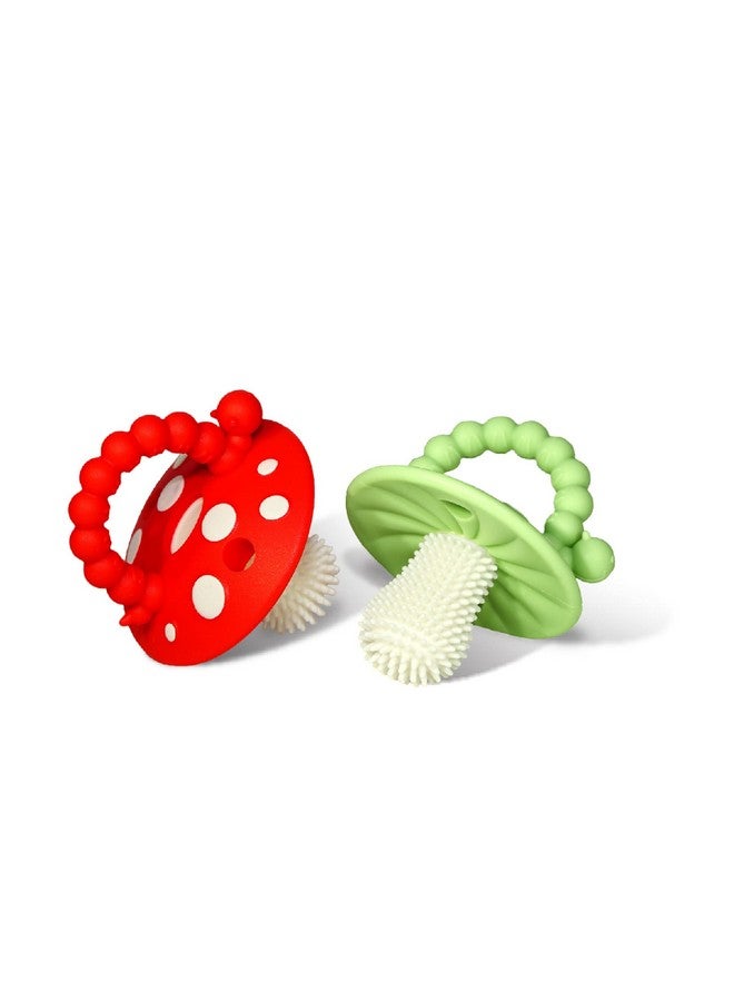 Razbaby Soft Silicone Infant & Baby 3M+ Teether Toy Massaging Bristles Teething Relief Pacifier Soothes Sore Gums Handsfree & Easytohold Chompy Teether Bpa Free (Redgreen) - Image 2