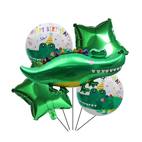 DYT 5PCS Alligator Foil Balloon Crocodile Mylar Balloon for Alligator Themed Birthday Party Decorations Jungle Animal Party Supplies - Image 1