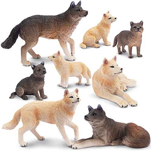 Toymany 8PCS Wolf Figures Forest Animals Toy Figurines - Plastic Jungle Zoo Animal Figurines for Kids Boys Girls Age 3-5 6-12 - Image 1