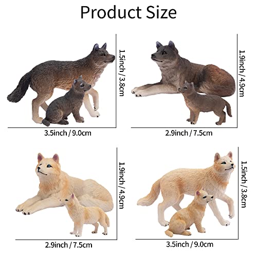 Toymany 8PCS Wolf Figures Forest Animals Toy Figurines - Plastic Jungle Zoo Animal Figurines for Kids Boys Girls Age 3-5 6-12 - Image 4