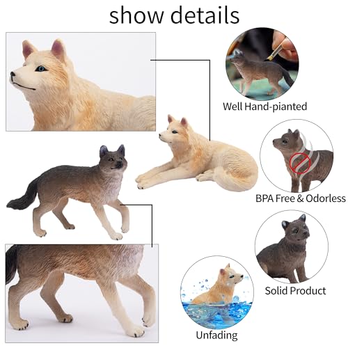 Toymany 8PCS Wolf Figures Forest Animals Toy Figurines - Plastic Jungle Zoo Animal Figurines for Kids Boys Girls Age 3-5 6-12 - Image 3