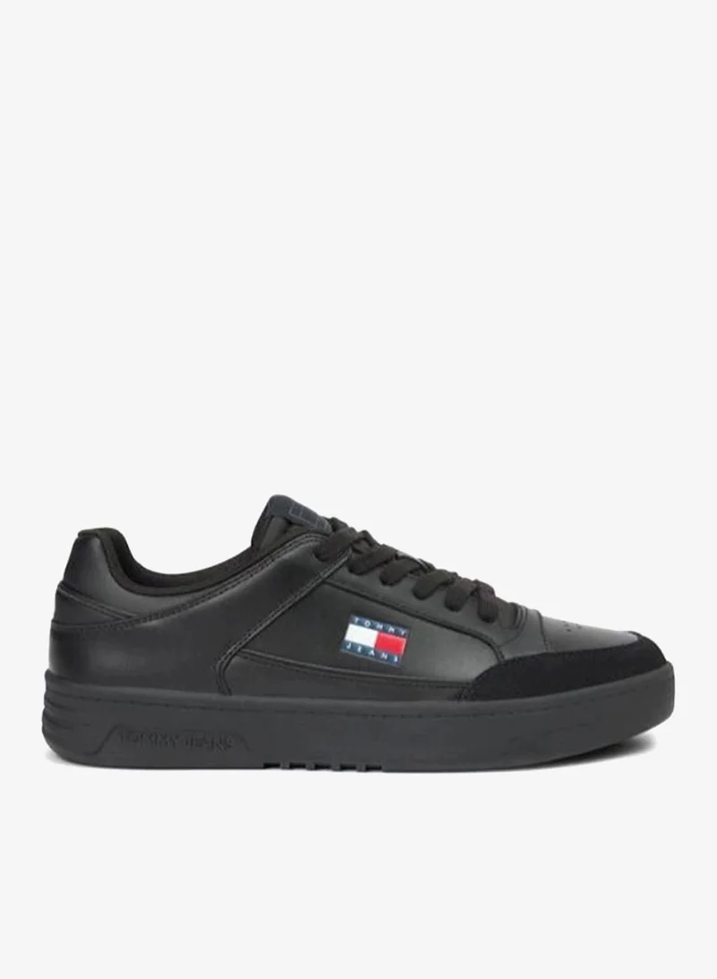 Leather Mixed Texture Cupsole Sneakers