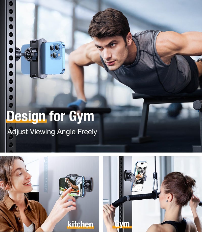Coolpow Magnetic Phone Holder for Gymã€Strong Magnetsã€‘ Tripod Mount Ring Gym Magnetic Phone Holder Attach to Metal Surface, Gym Accessories for Men Women Essentials for All Smartphones 4.7-7" - Image 3