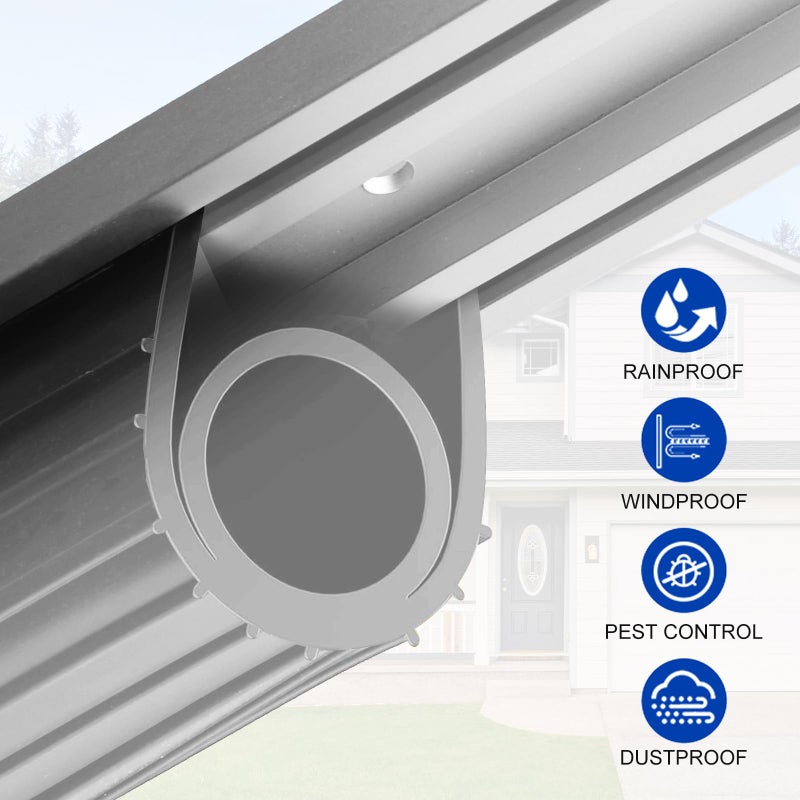 DGSL Garage Door Seals Bottom Rubberï¼ŒWeather Stripping Sealing Strip Replacement,Universal Weatherproof Threshold Buffering (Grey, 16 Ft) - Image 5