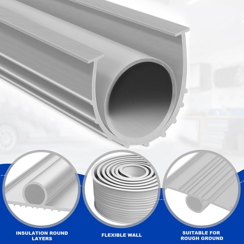 DGSL Garage Door Seals Bottom Rubberï¼ŒWeather Stripping Sealing Strip Replacement,Universal Weatherproof Threshold Buffering (Grey, 16 Ft) - Image 2