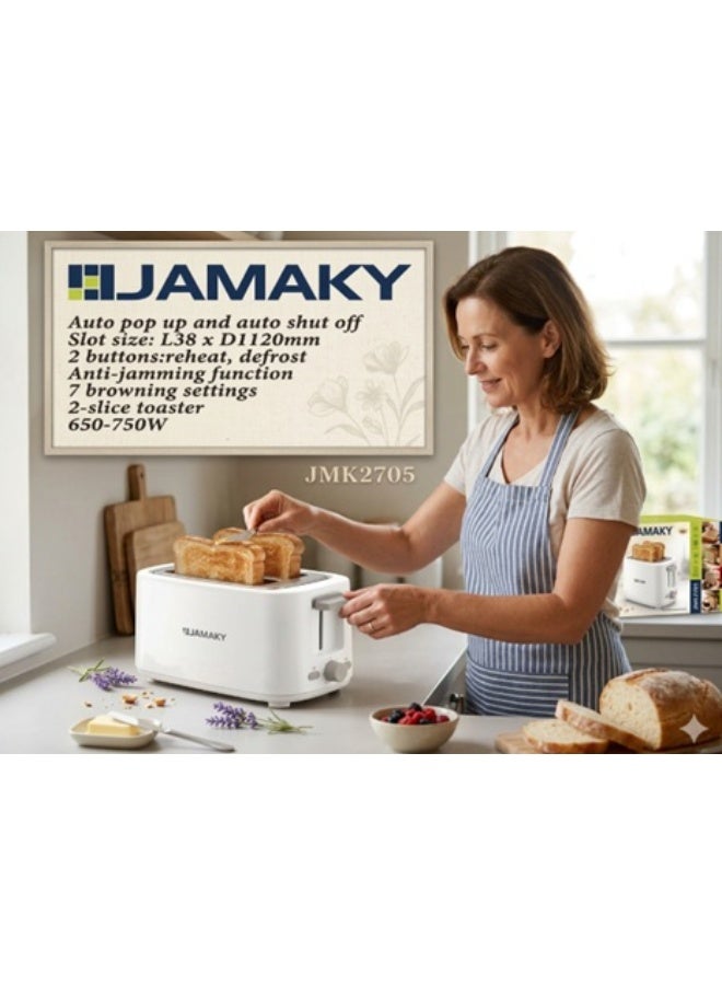 Jamaky Italy Jamaky محمصة الخبز الكهربائية توستر جاماكى 2705 قدرة 750 وات ضمان 12 شهر - Image 2