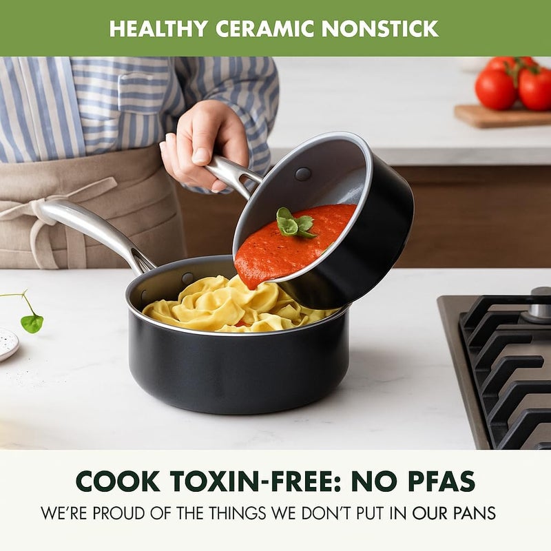 Greenpan Swift Healthy Ceramic Nonstick Saucepan Set, 1QT and 2QT - Image 2