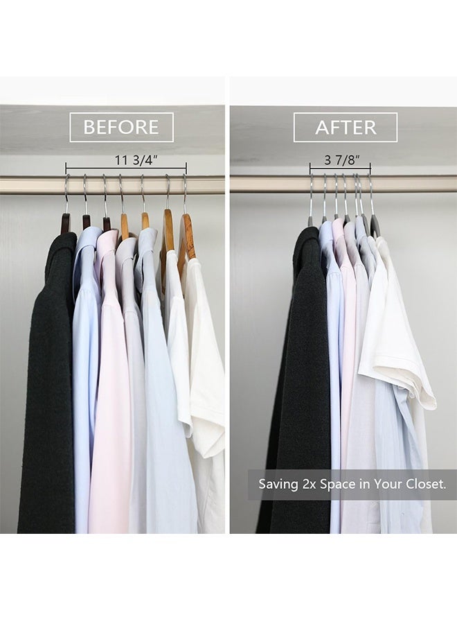 رولستيمي 100 حزمة عدم الانزلاق المخملية الشماعات الثقيلة توافدوا معطف دعوى الشماعات الفضاء إنقاذ الملابس رفوف مع 360-قطب هوك ، رمادي - Image 4