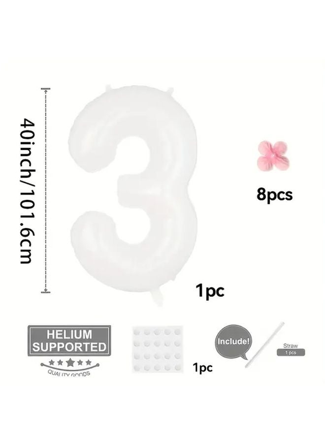 Pink Floral Decor White Number 6 Balloon For Birthday Party Wedding Anniversary - Image 3