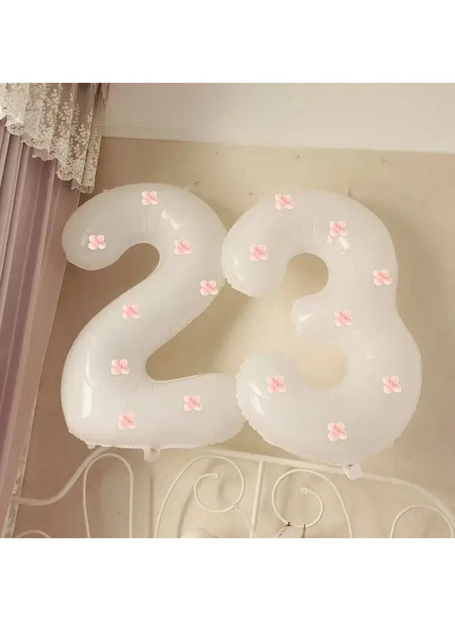 Pink Floral Decor White Number 6 Balloon For Birthday Party Wedding Anniversary - Image 5