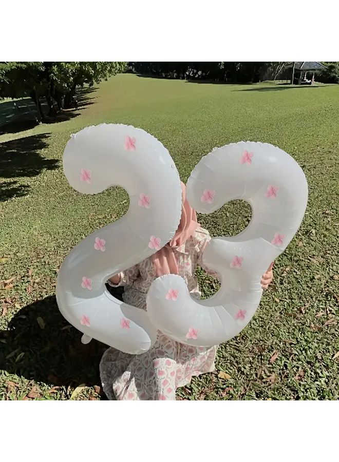 Pink Floral Decor White Number 6 Balloon For Birthday Party Wedding Anniversary - Image 4