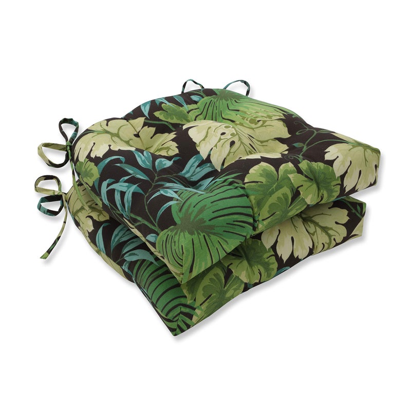 Pillow Perfect OutdoorIndoor Chair Pads 17 x 175 Green Tropique Peridot 2 Count
