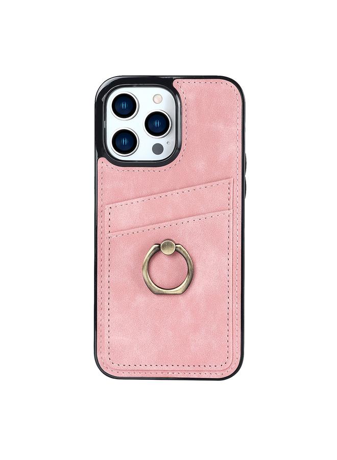 زبون جراب هاتف iPhone 13 Pro Max من الجلد العتيق مع حامل حلقي - Image 3