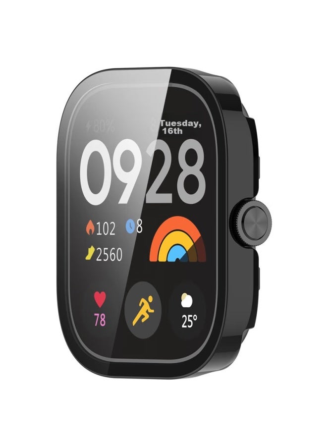Kmaxai Compatible With Redmi Watch 5/4 Protective Film + Case, All-in Full Coverage, Xiaomi Redmi Watch Dial Protective Cover & Screen Film, Hard Shell Anti-fingerprint Tempered Glass Film, Black - Image 2