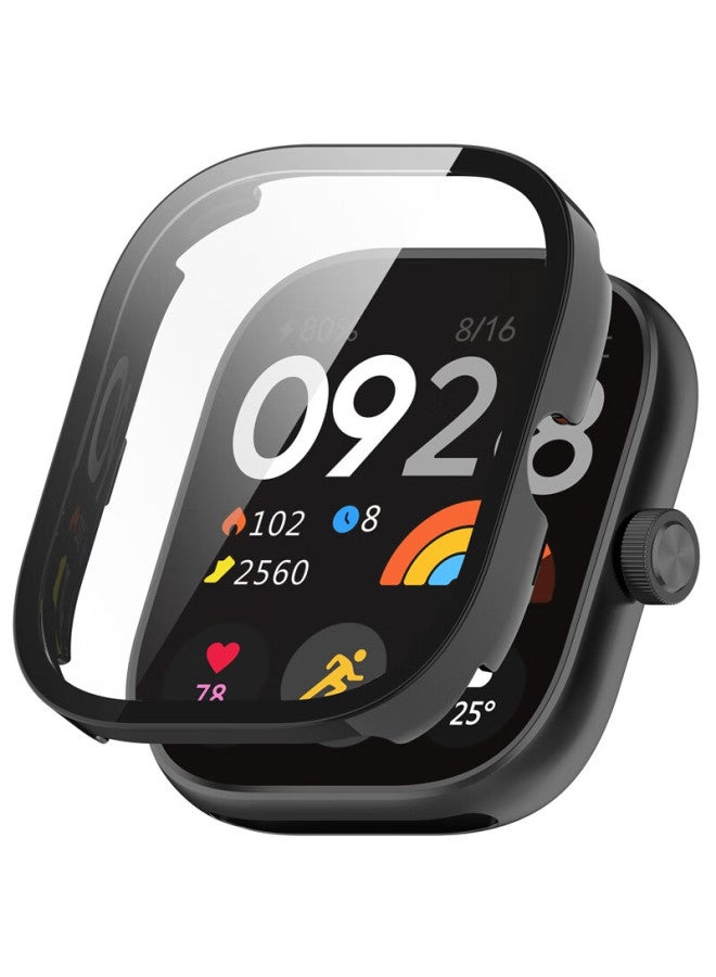 Kmaxai Compatible With Redmi Watch 5/4 Protective Film + Case, All-in Full Coverage, Xiaomi Redmi Watch Dial Protective Cover & Screen Film, Hard Shell Anti-fingerprint Tempered Glass Film, Black - Image 4