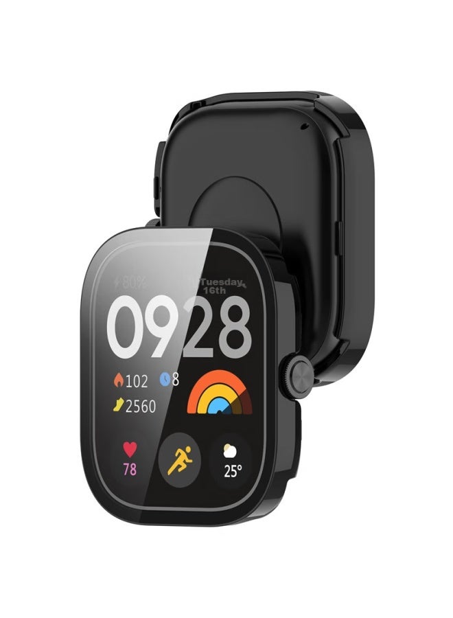 Kmaxai Compatible With Redmi Watch 5/4 Protective Film + Case, All-in Full Coverage, Xiaomi Redmi Watch Dial Protective Cover & Screen Film, Hard Shell Anti-fingerprint Tempered Glass Film, Black - Image 3