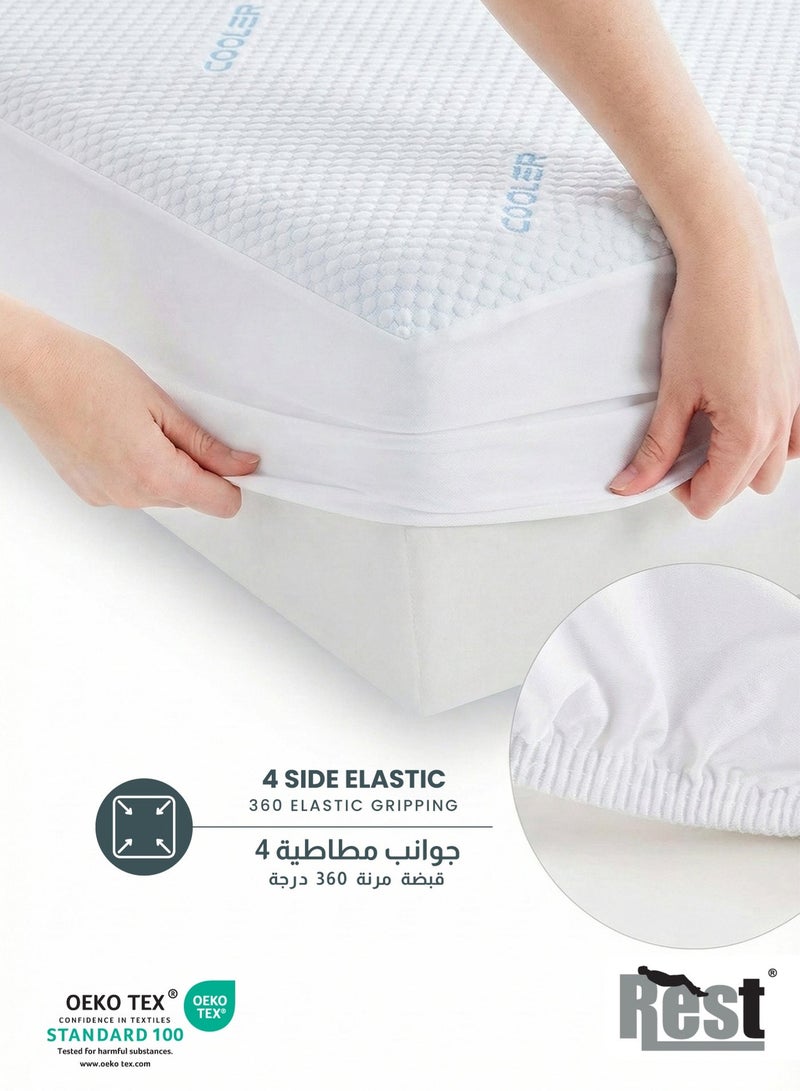 Rest Premium Coolent Mattress Protector 150x200+35CM Breathable & Waterproof - Image 2