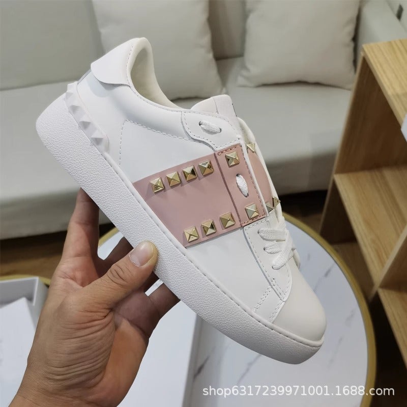 Breathable Sneakers Casual Men'S Shoes White Shoes Men'S Single-Layer Shoes Rivet European Fashion Shoes Women'S Shoes - Image 1